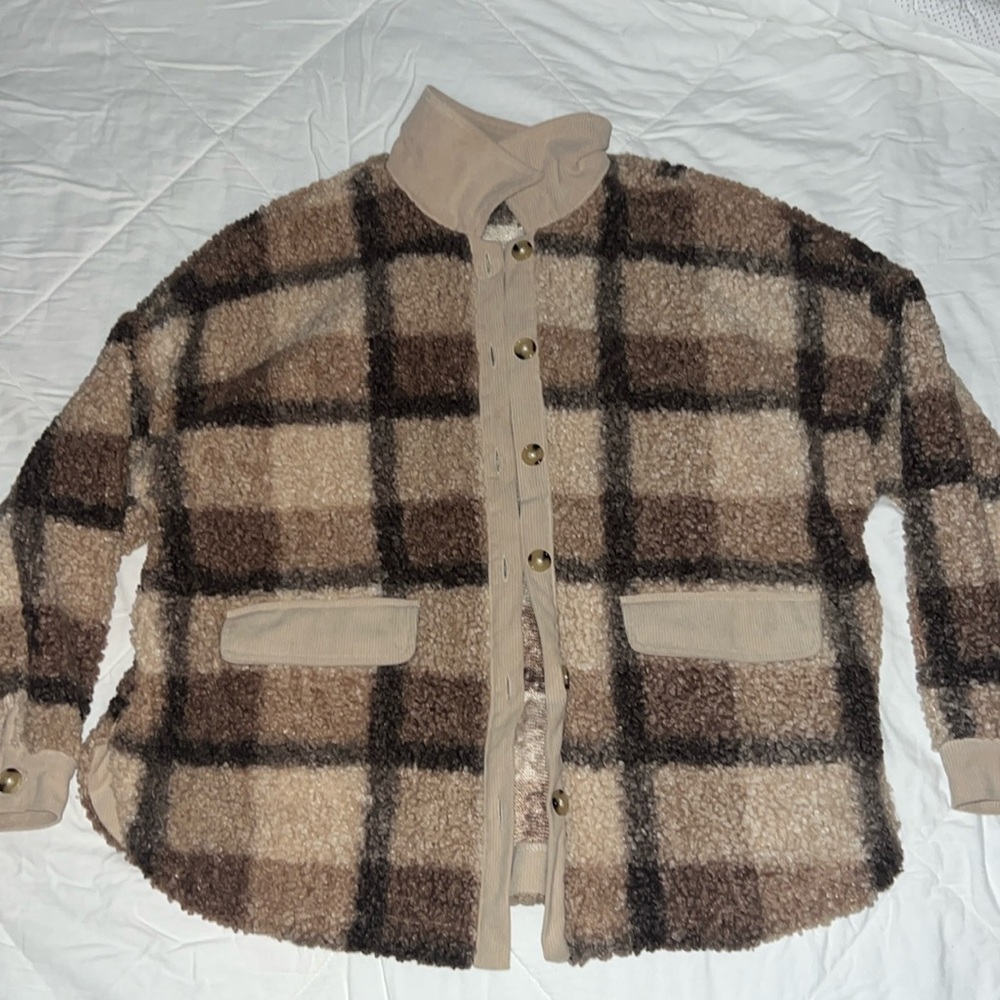 Never worn, discontinued, sherpa flannel jacket from alter’d state